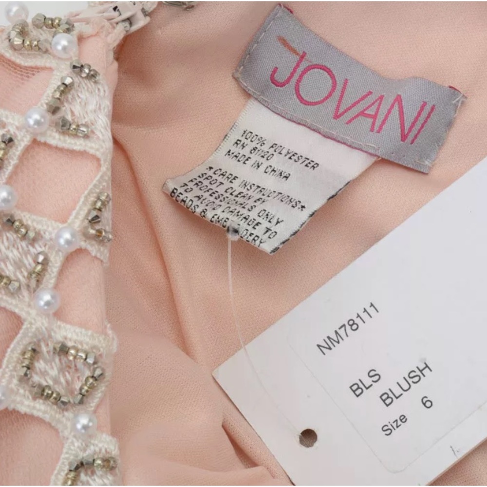 Blush Pink Jovani Dress W/ Pearl Bead Embellish - Picture 6 of 6